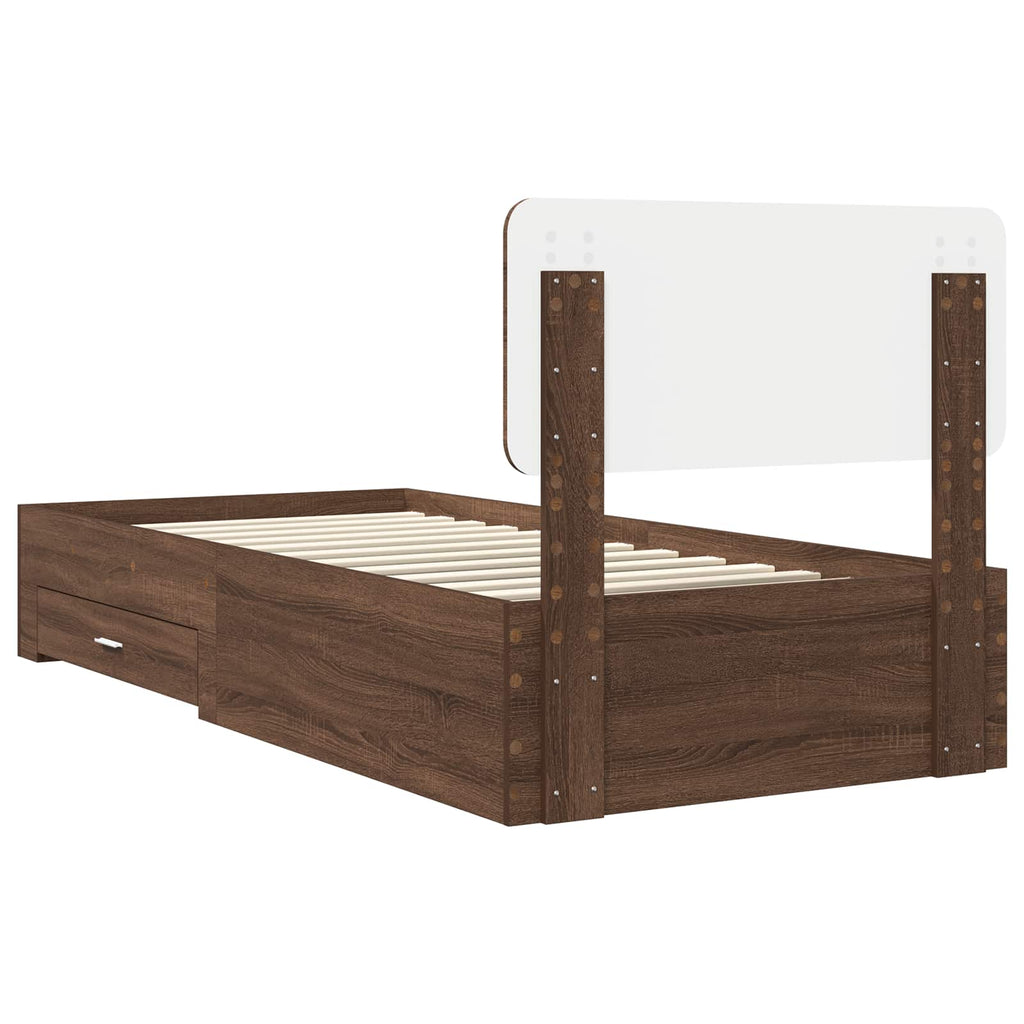 Bettrahmen Braun Eichen-Optik 75 x 190 cm Holzwerkstoff