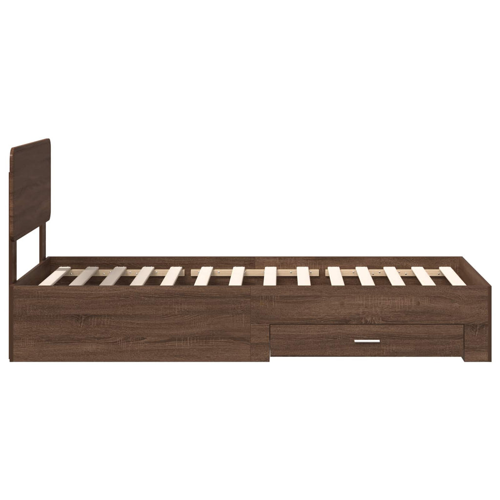 Bettrahmen Braun Eichen-Optik 75 x 190 cm Holzwerkstoff