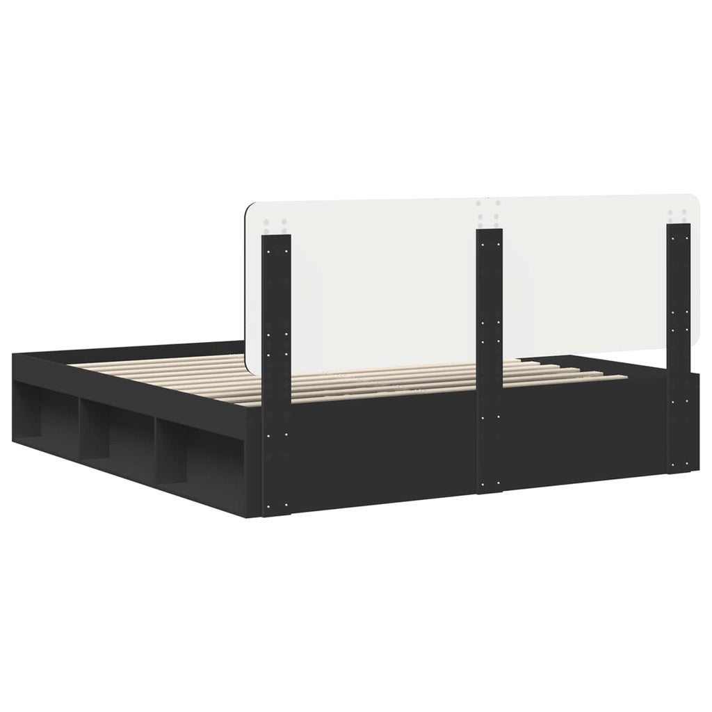 Bettrahmen Schwarz 200 x 200 cm Massives Kiefernholz