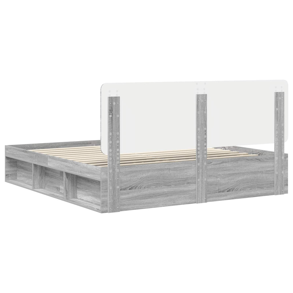 Bettrahmen Graues Sonoma 200 x 200 cm Massives Kiefernholz