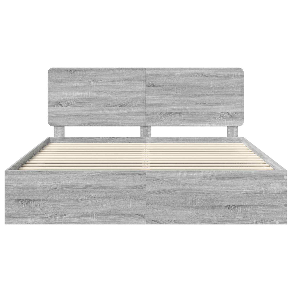 Bettrahmen Graues Sonoma 200 x 200 cm Massives Kiefernholz
