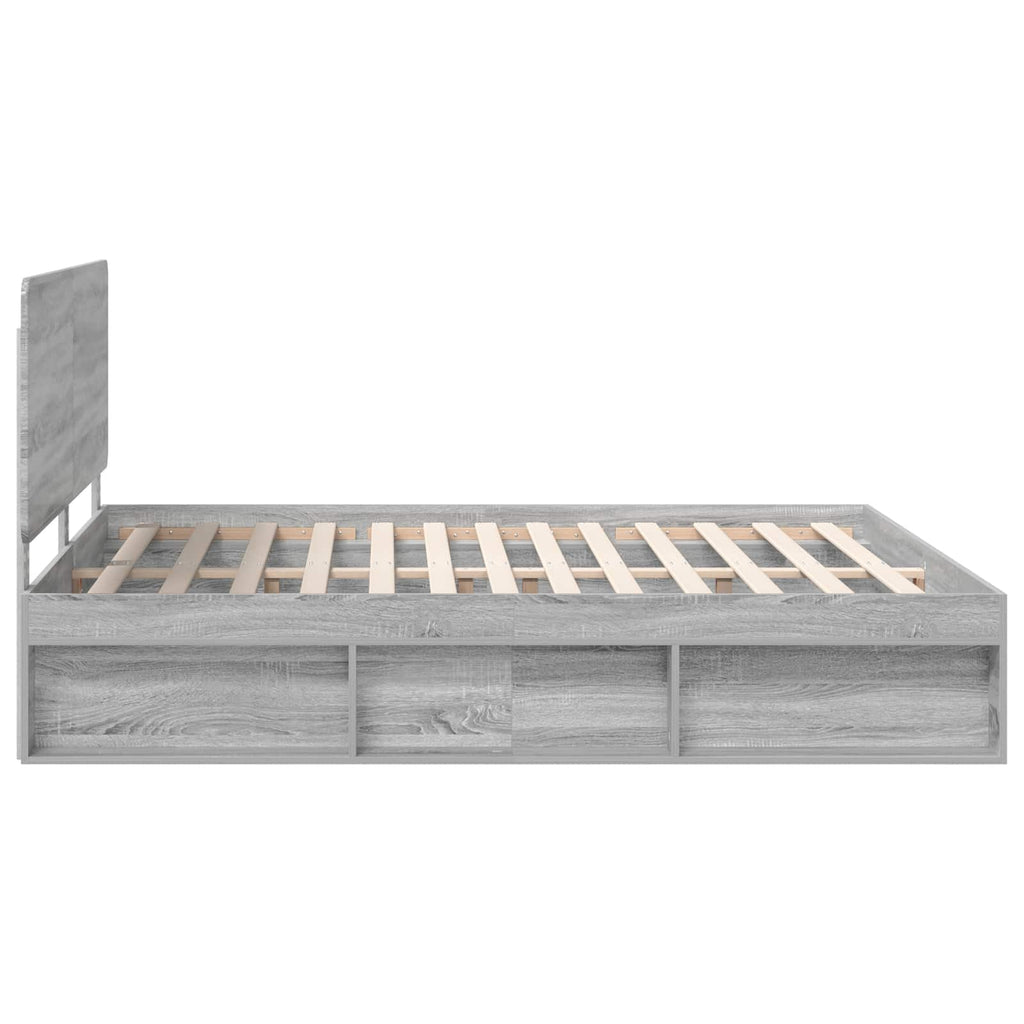 Bettrahmen Graues Sonoma 200 x 200 cm Massives Kiefernholz