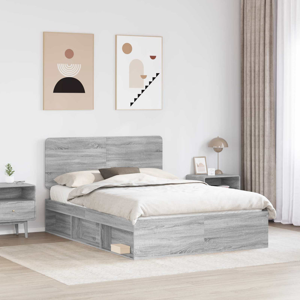 Bettrahmen Graues Sonoma 160 x 200 cm Massives Kiefernholz