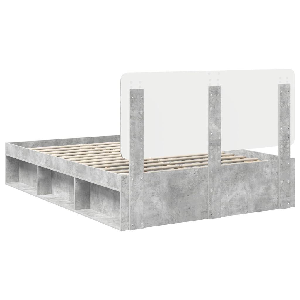 Bettrahmen Beton Grau 150 x 200 cm Massives Kiefernholz