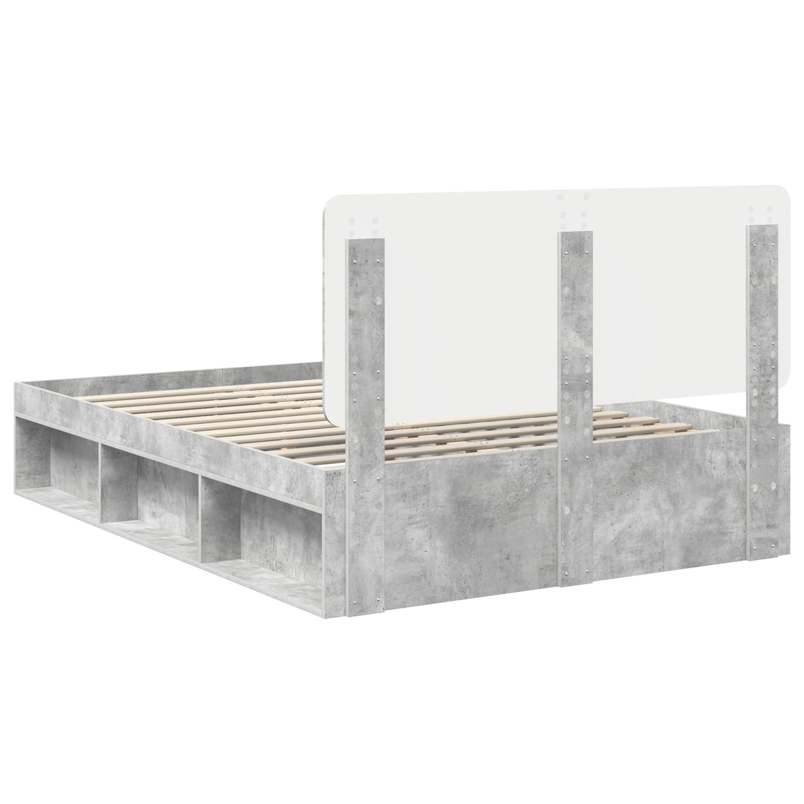 Bettrahmen Beton Grau 150 x 200 cm Massives Kiefernholz