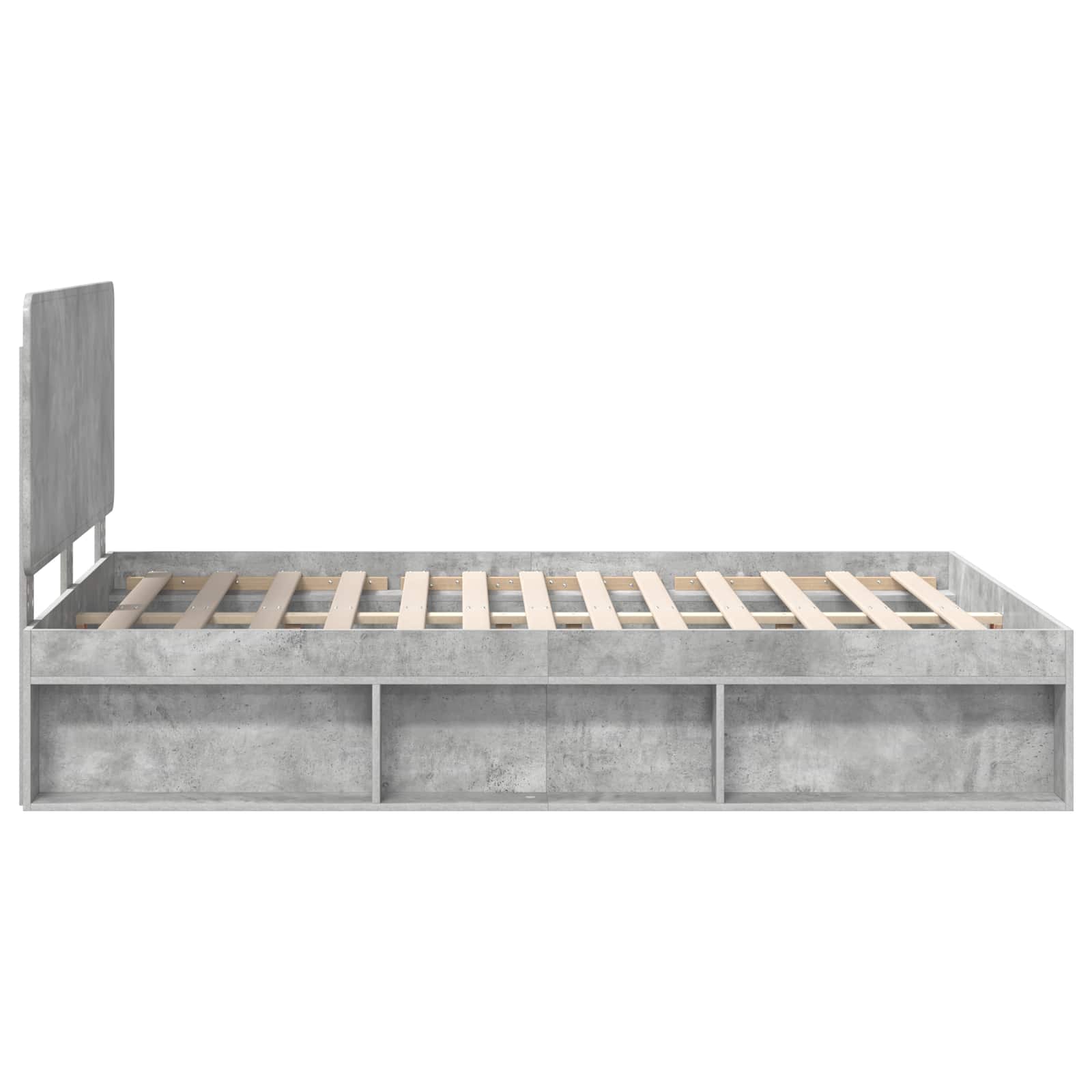 Bettrahmen Beton Grau 150 x 200 cm Massives Kiefernholz