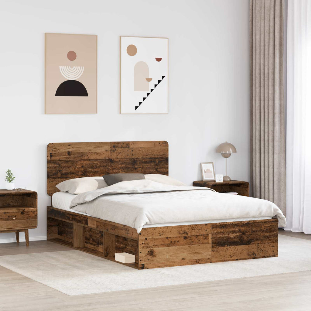 Bettrahmen Altholz 150 x 200 cm Massives Kiefernholz