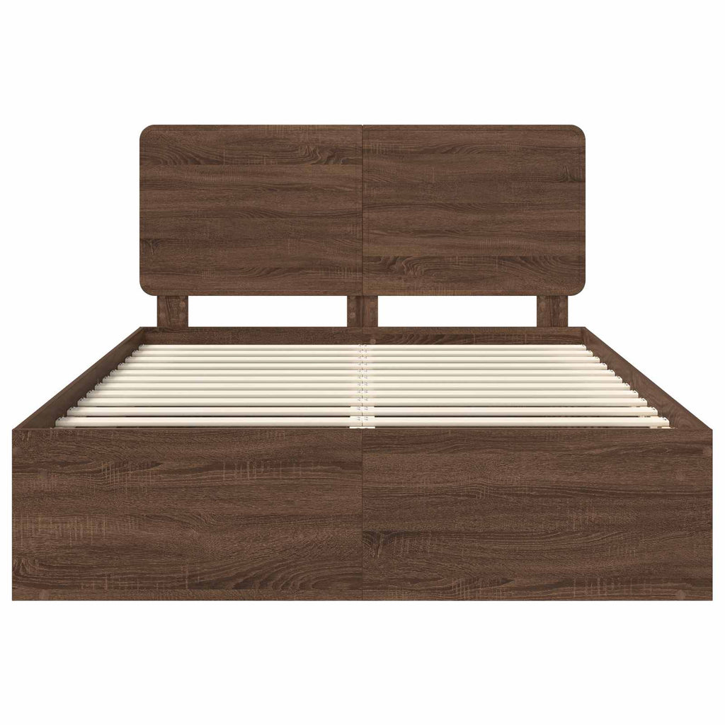 Bettrahmen Braun Eichen-Optik 140 x 200 cm Massives Kiefernholz