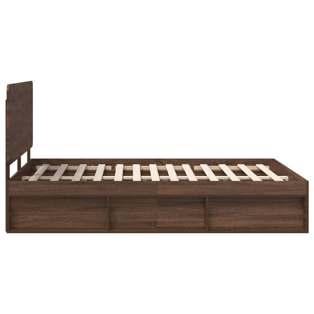 Bettrahmen Braun Eichen-Optik 140 x 200 cm Massives Kiefernholz