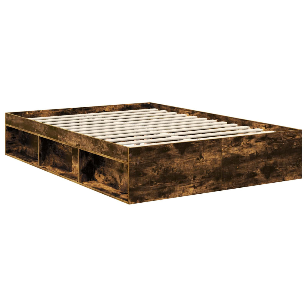 Bettrahmen Geräucherte Eiche 140 x 190 cm Massives Kiefernholz