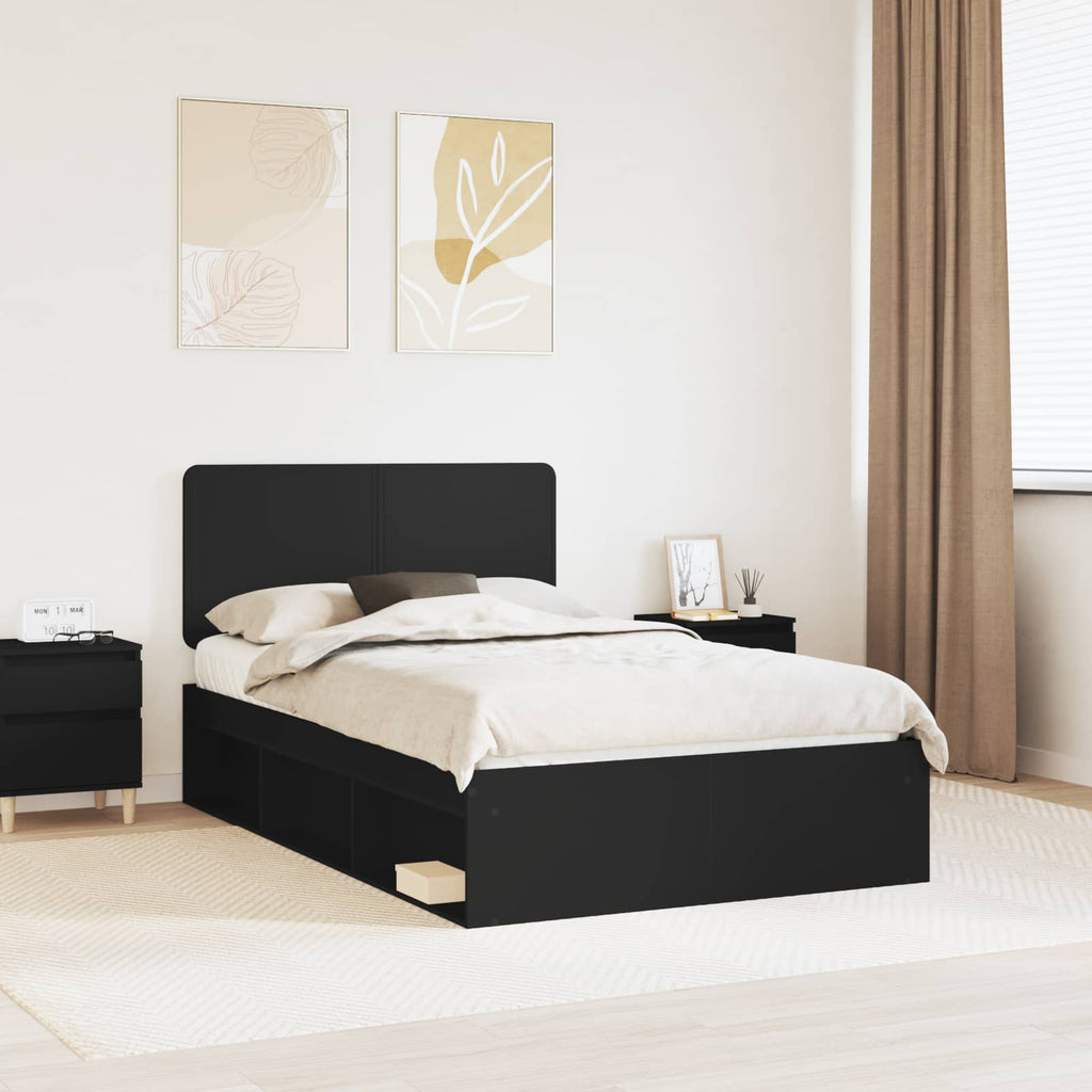 Bettrahmen Schwarz 135 x 190 cm Massives Kiefernholz