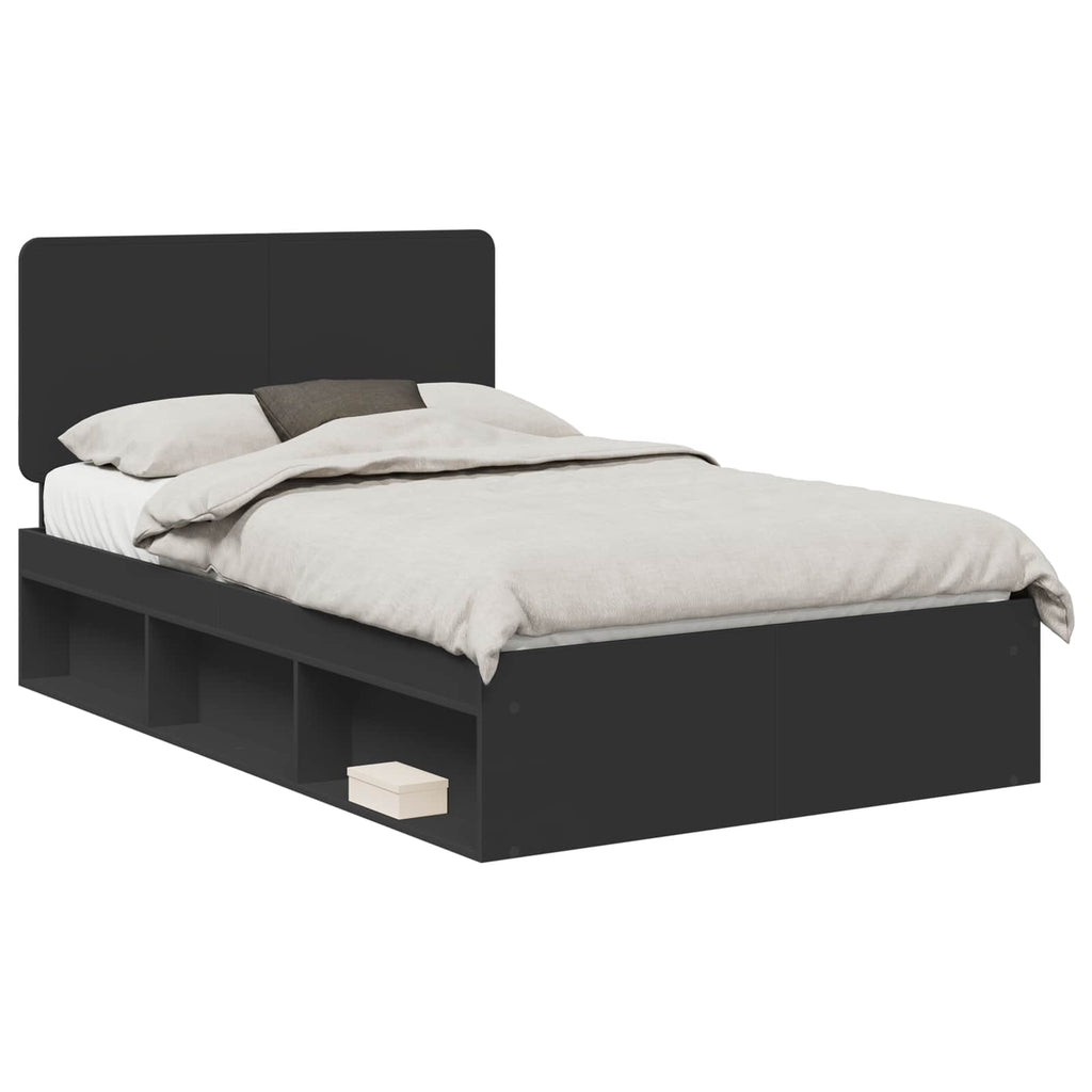 Bettrahmen Schwarz 135 x 190 cm Massives Kiefernholz