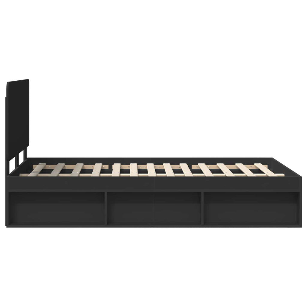 Bettrahmen Schwarz 135 x 190 cm Massives Kiefernholz