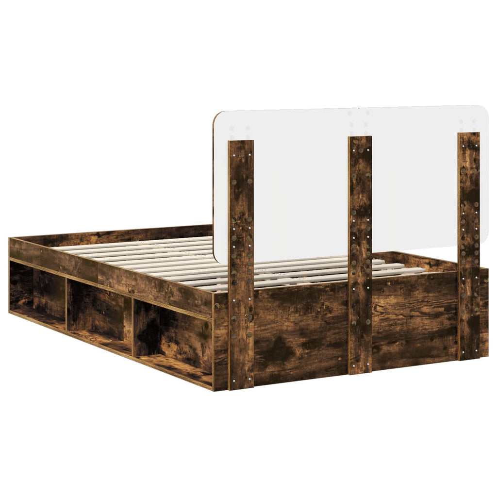 Bettrahmen Geräucherte Eiche 135 x 190 cm Massives Kiefernholz