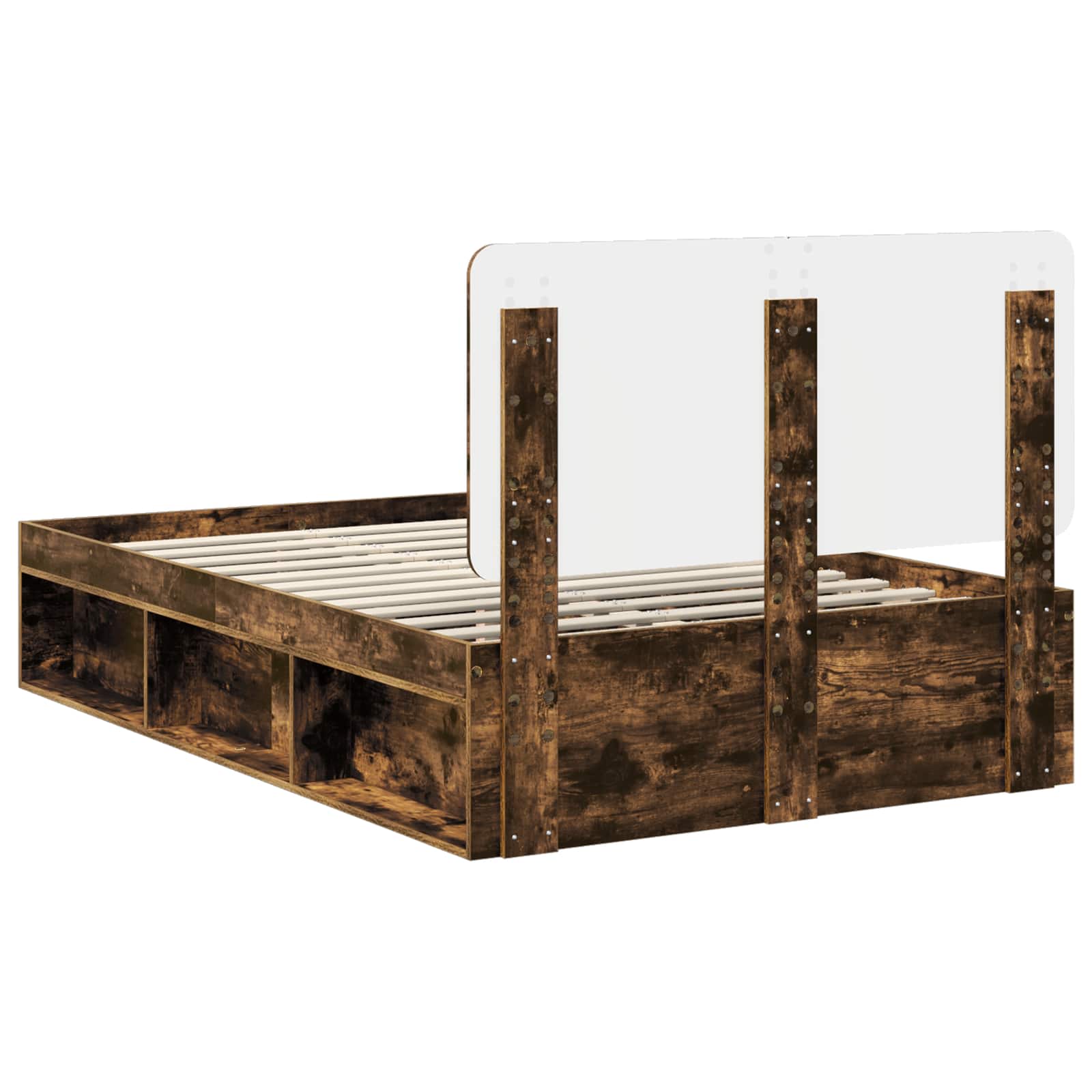 Bettrahmen Geräucherte Eiche 135 x 190 cm Massives Kiefernholz