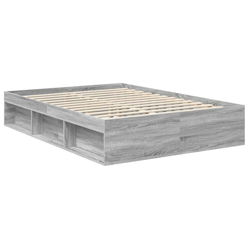 Bettrahmen Graues Sonoma 135 x 190 cm Massives Kiefernholz