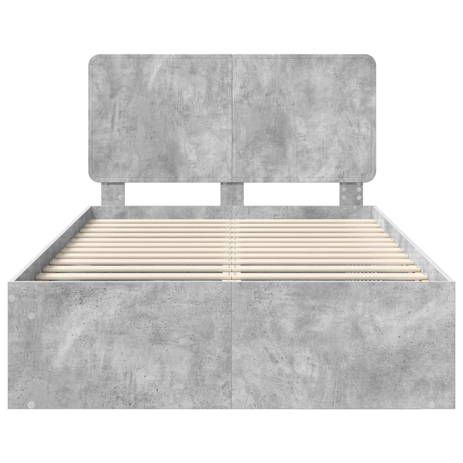 Bettrahmen mit Kopfteil Beton 120 x 190 cm Massives Kiefernholz