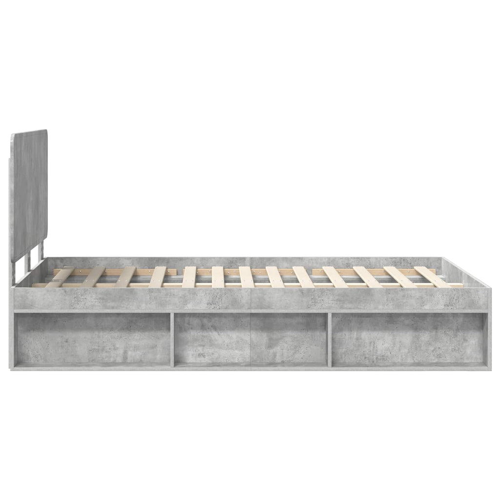 Bettrahmen mit Kopfteil Beton 120 x 190 cm Massives Kiefernholz