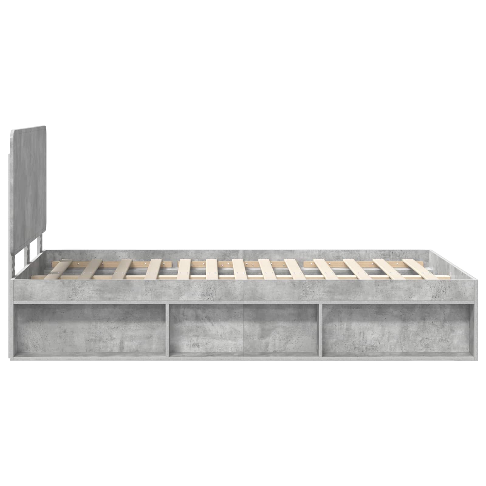 Bettrahmen mit Kopfteil Beton 120 x 190 cm Massives Kiefernholz