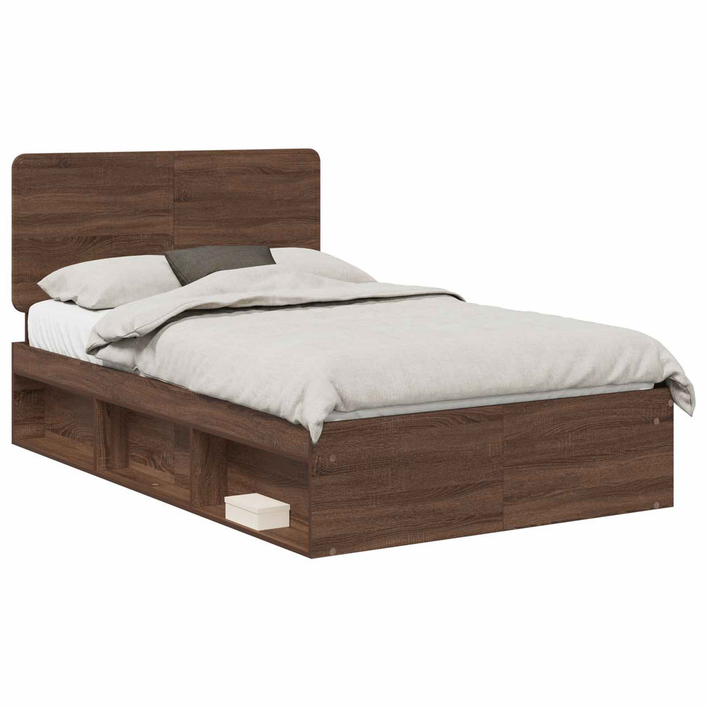 Bettrahmen Braun Eichen-Optik 120 x 190 cm Massives Kiefernholz