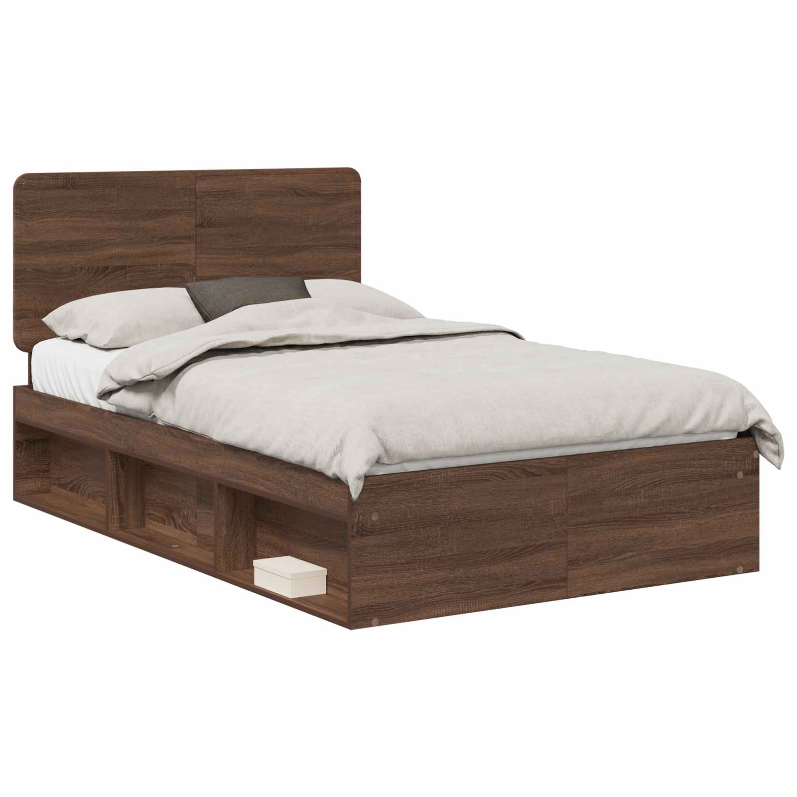 Bettrahmen Braun Eichen-Optik 120 x 190 cm Massives Kiefernholz