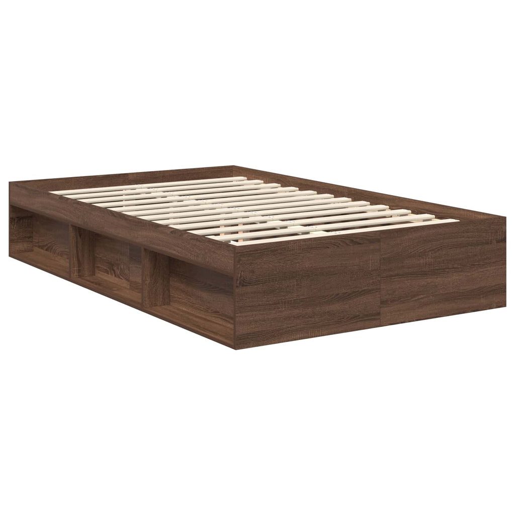 Bettrahmen Braun Eichen-Optik 120 x 190 cm Massives Kiefernholz