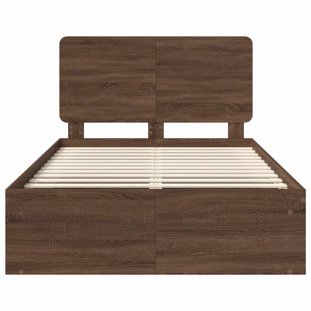 Bettrahmen Braun Eichen-Optik 120 x 190 cm Massives Kiefernholz