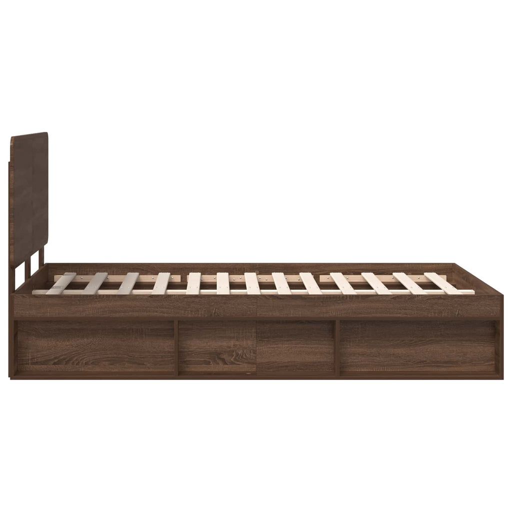 Bettrahmen Braun Eichen-Optik 120 x 190 cm Massives Kiefernholz