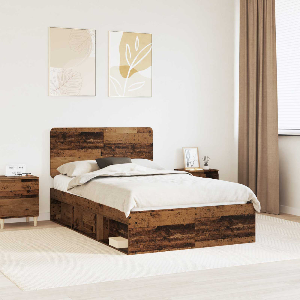 Bettrahmen Altholz 120 x 190 cm Massives Kiefernholz