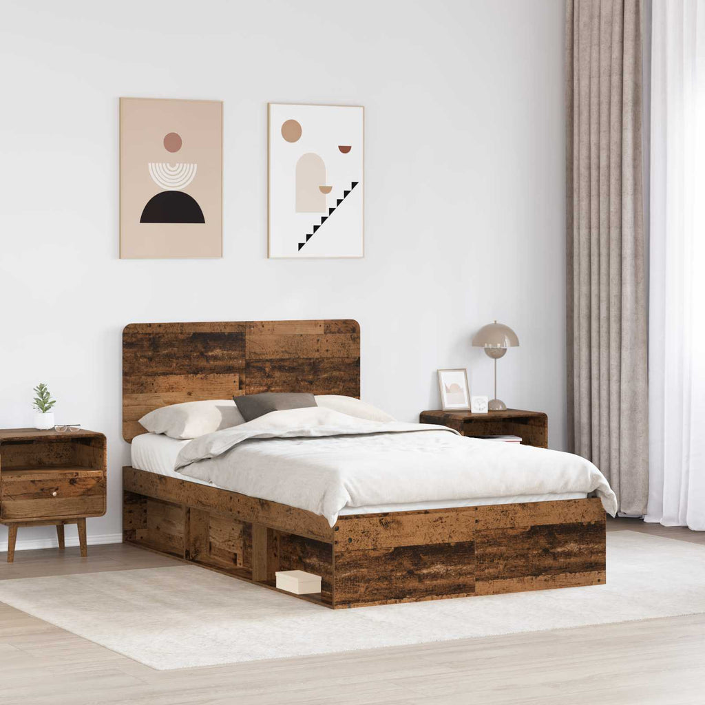 Bettrahmen Altholz 120 x 190 cm Massives Kiefernholz