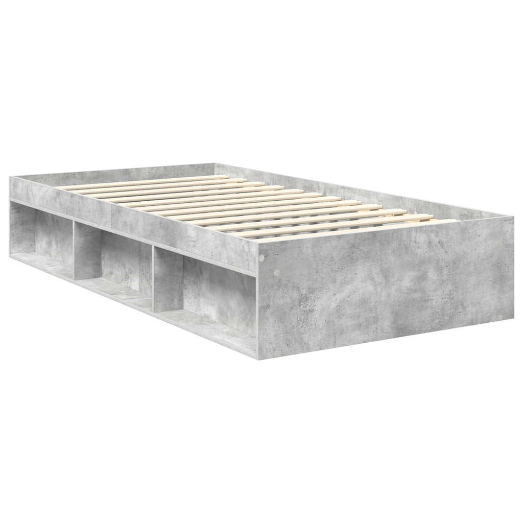 Bettrahmen Beton Grau 100 x 200 cm Massives Kiefernholz