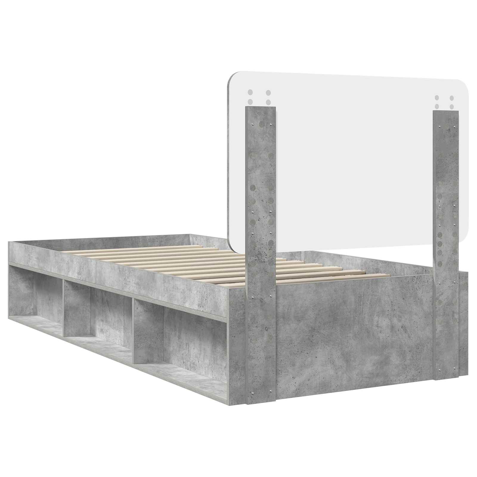 Bettrahmen Beton Grau 100 x 200 cm Massives Kiefernholz