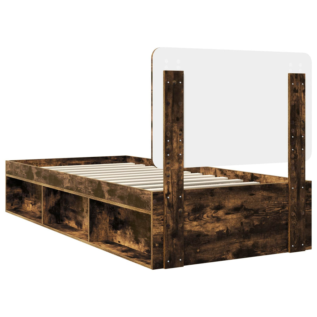 Bettrahmen Geräucherte Eiche 100 x 200 cm Massives Kiefernholz