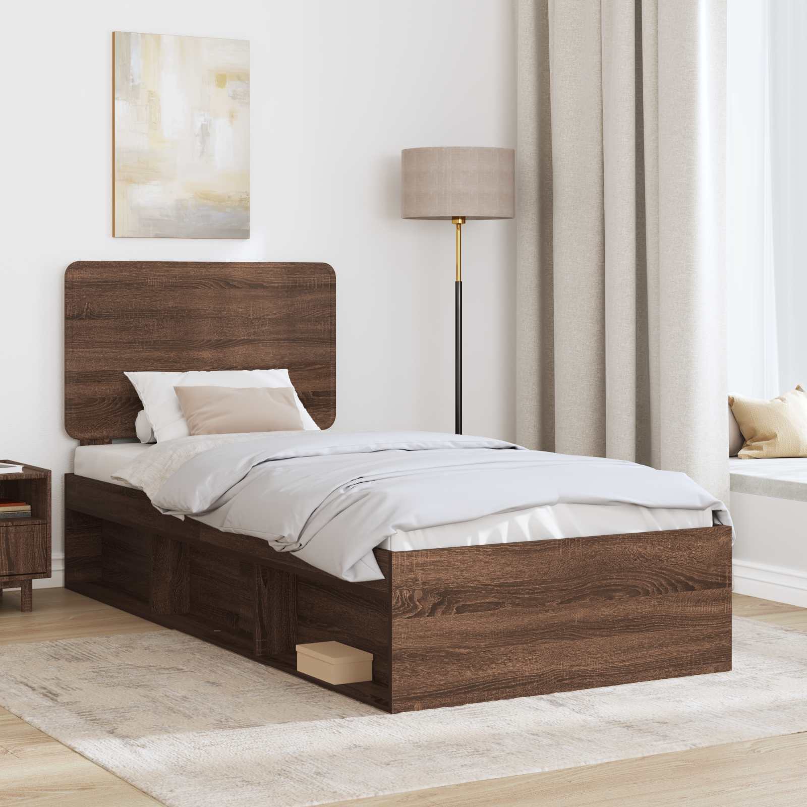 Bettrahmen Braun Eichen-Optik 100 x 200 cm Massives Kiefernholz