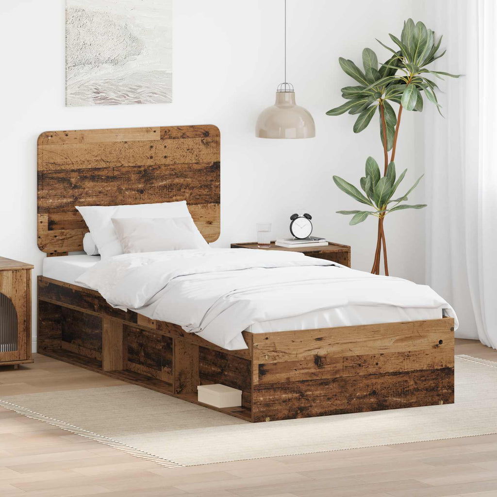 Bettrahmen Altholz 100 x 200 cm Massives Kiefernholz