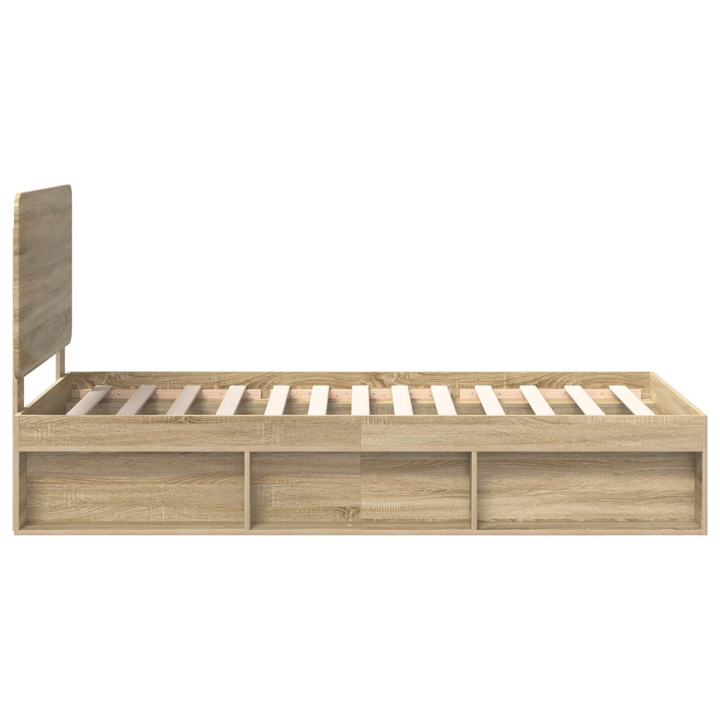 Bettrahmen Sonoma-Eiche 90 x 200 cm Massives Kiefernholz