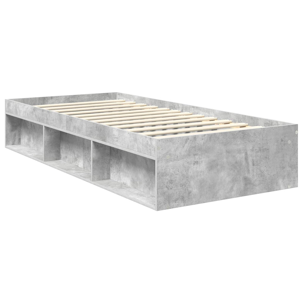 Bettrahmen mit Kopfteil Beton 90 x 200 cm Massives Kiefernholz