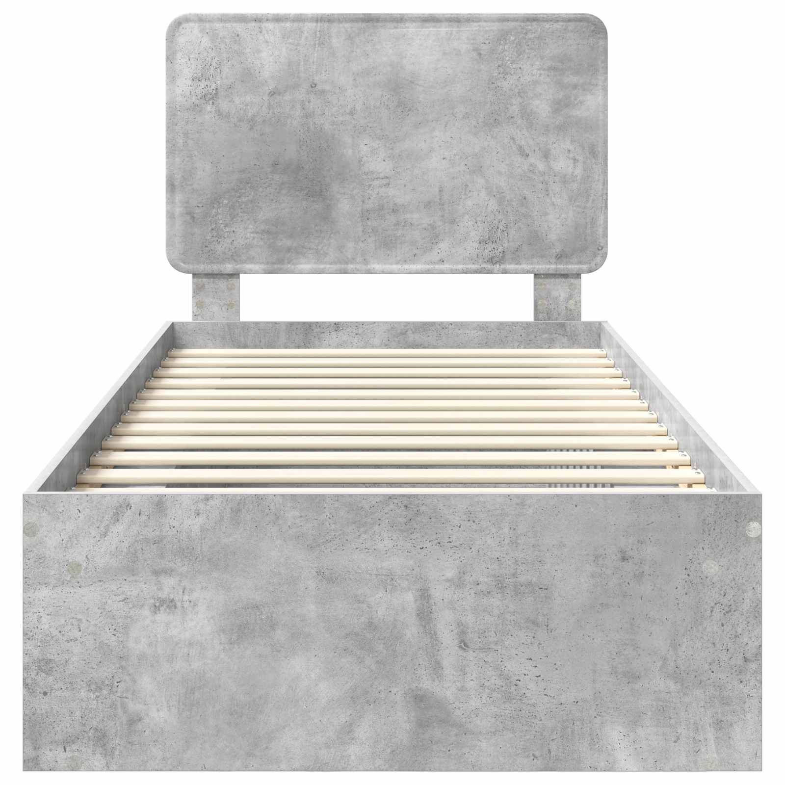 Bettrahmen mit Kopfteil Beton 90 x 200 cm Massives Kiefernholz