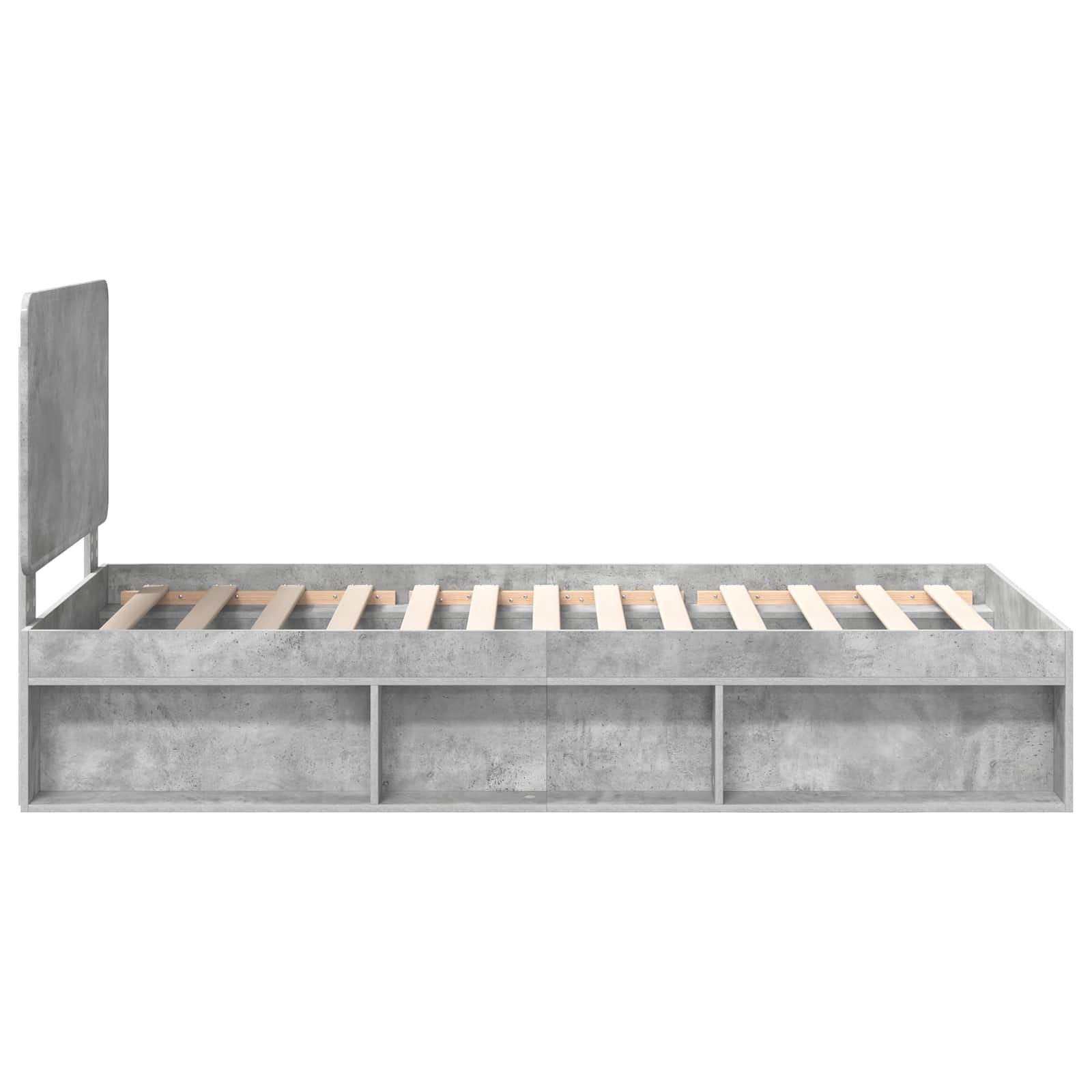 Bettrahmen mit Kopfteil Beton 90 x 200 cm Massives Kiefernholz