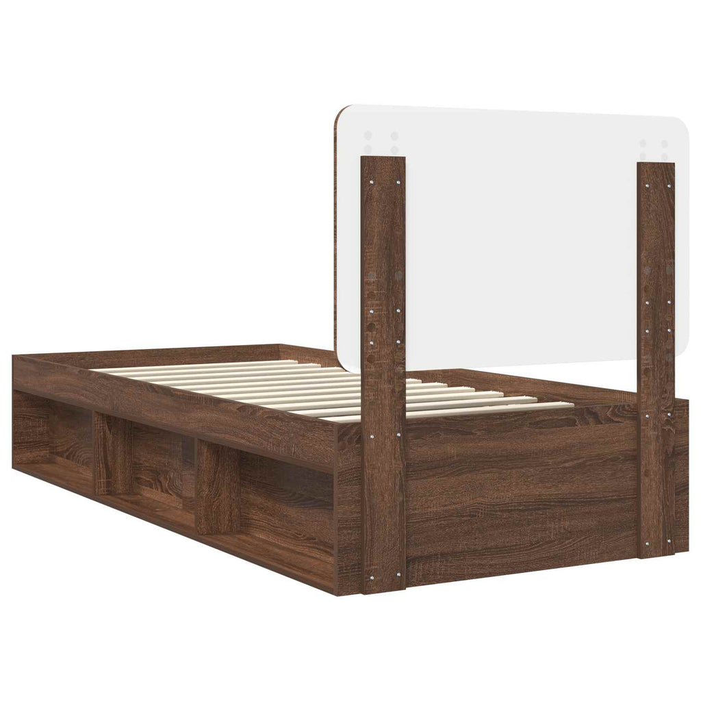 Bettrahmen Braun Eichen-Optik 90 x 200 cm Massives Kiefernholz