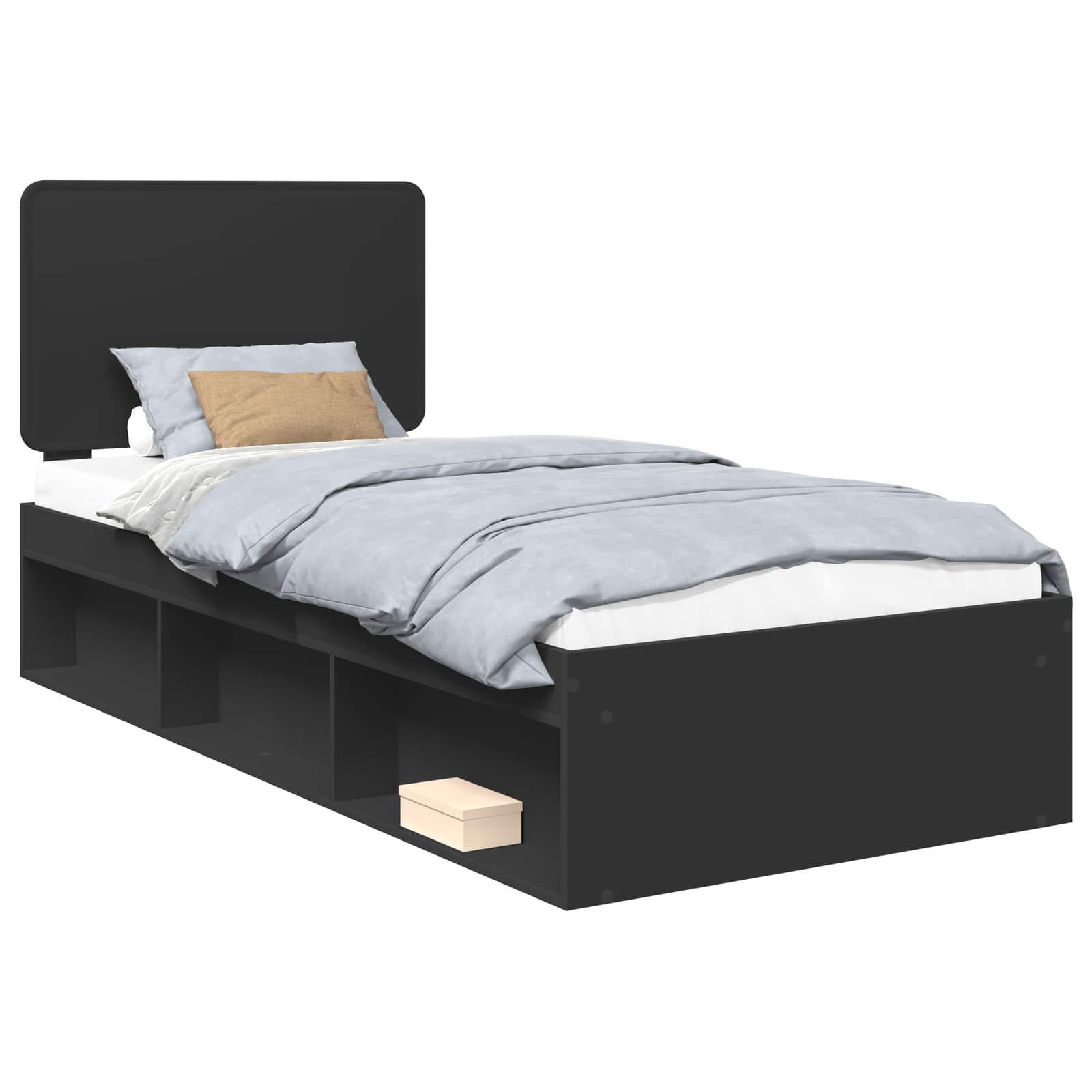 Bettrahmen Schwarz 90 x 190 cm Massives Kiefernholz