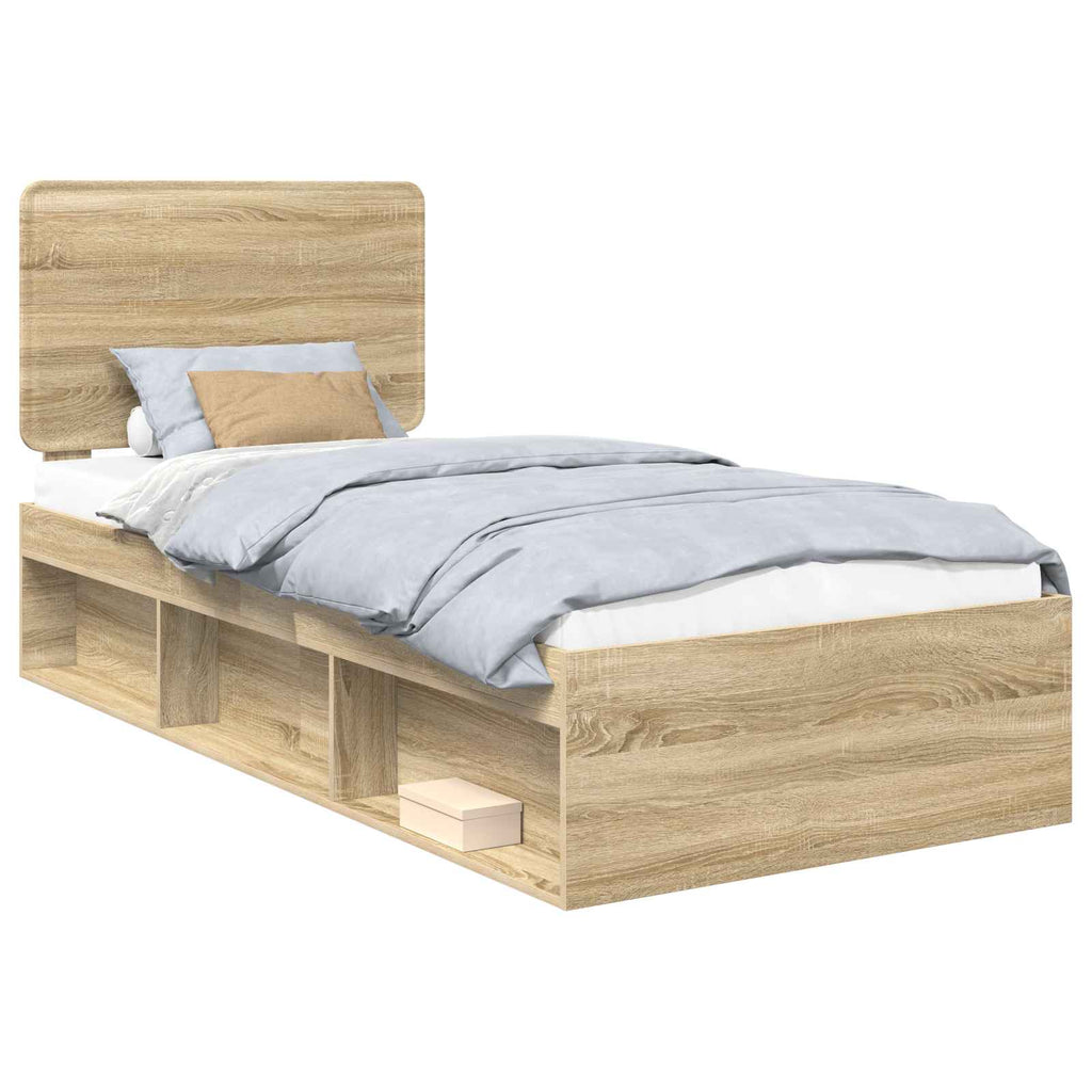 Bettrahmen mit Kopfteil Sonoma 90 x 190 cm Massives Kiefernholz