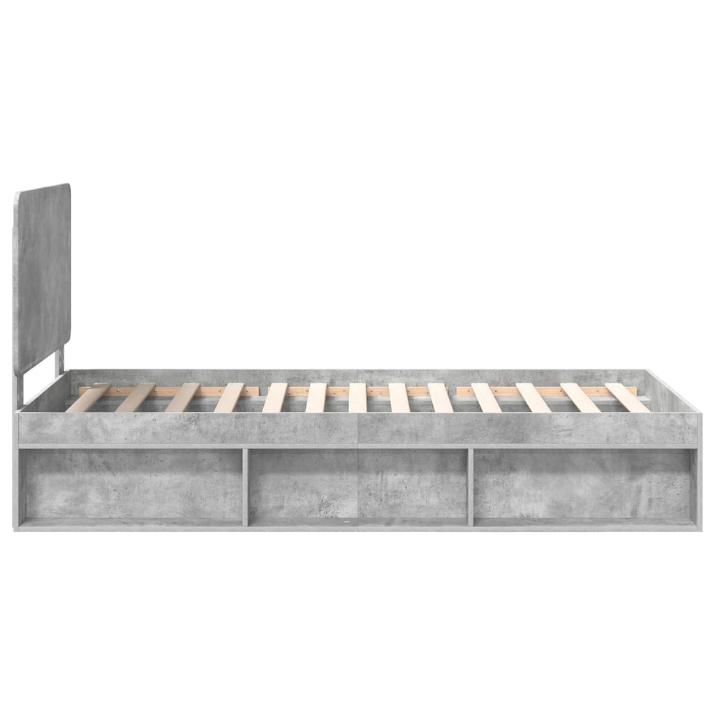 Bettrahmen Beton Grau 90 x 190 cm Massives Kiefernholz