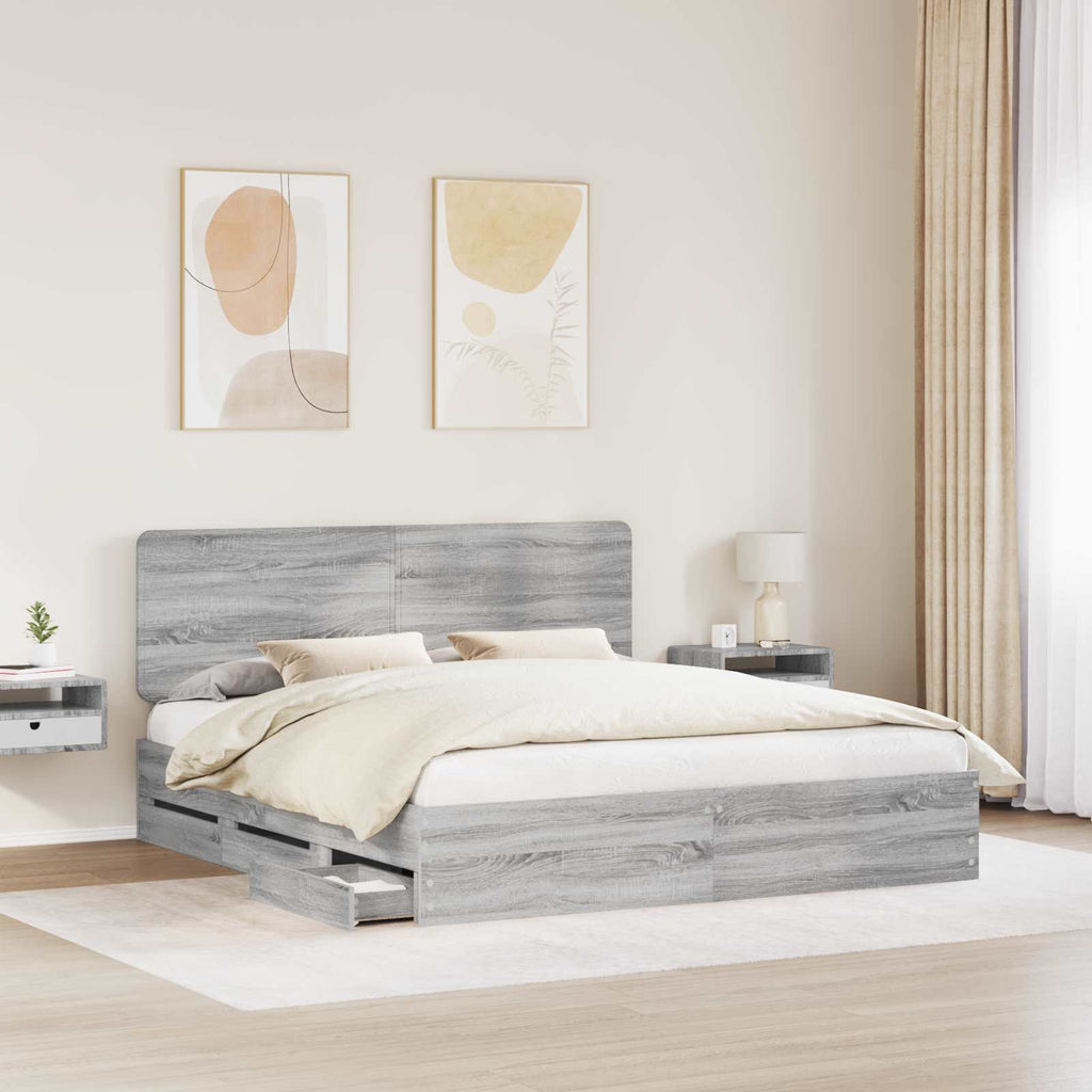 Bettrahmen Graues Sonoma 180 x 200 cm Ingenieurs Holz