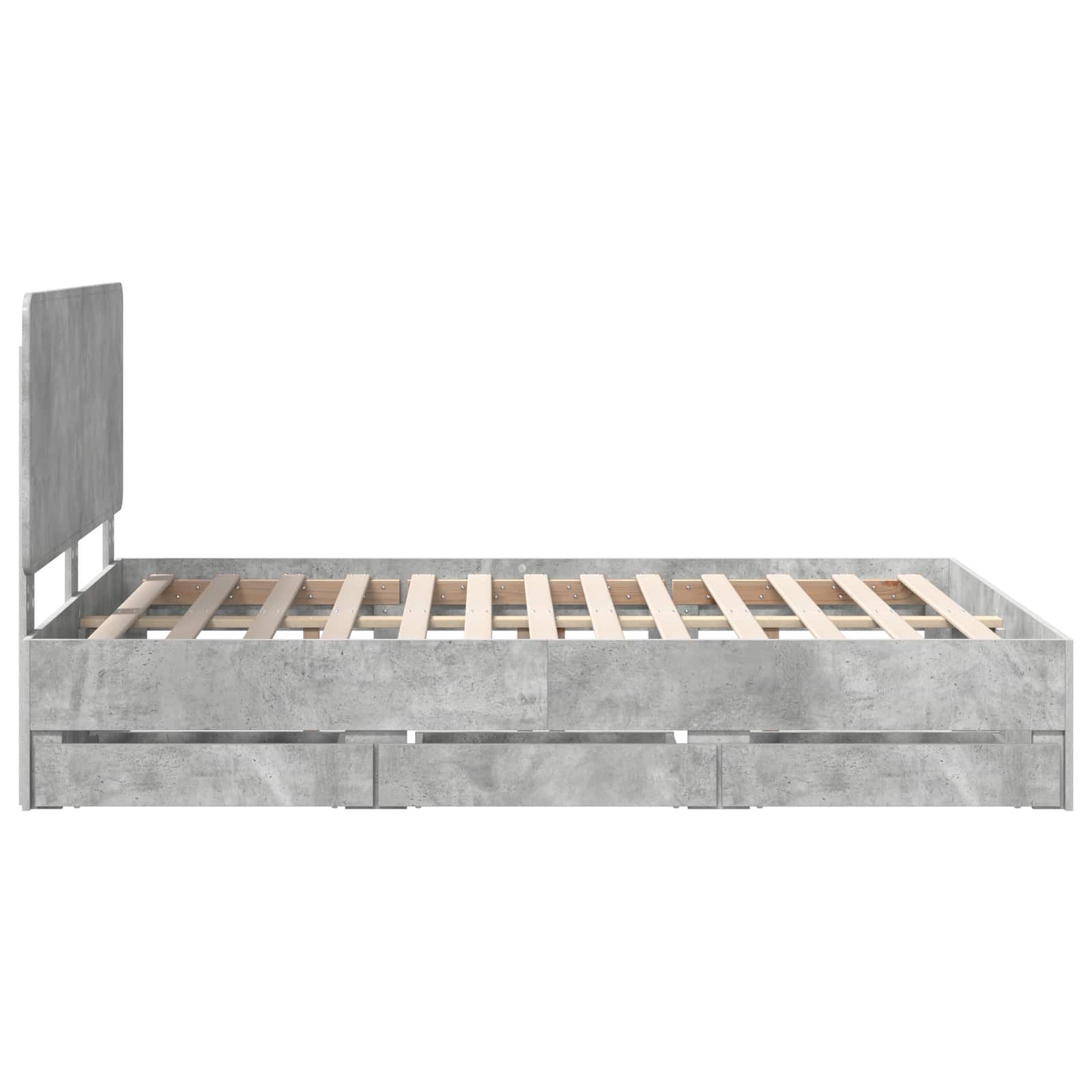 Bettrahmen mit Kopfteil Beton Grau 150 x 200 cm Ingenieurs Holz