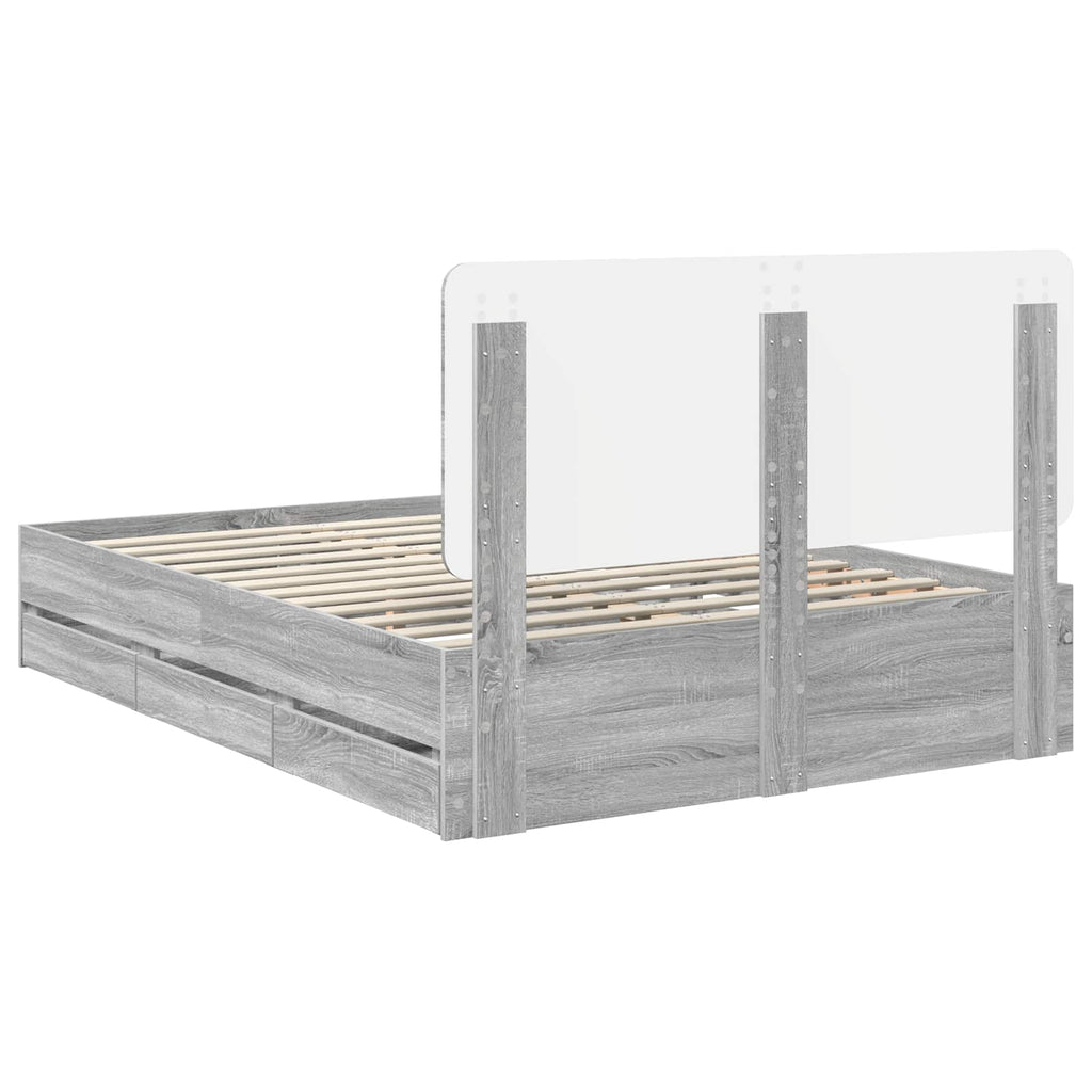 Bettrahmen Graues Sonoma 150 x 200 cm Ingenieurs Holz