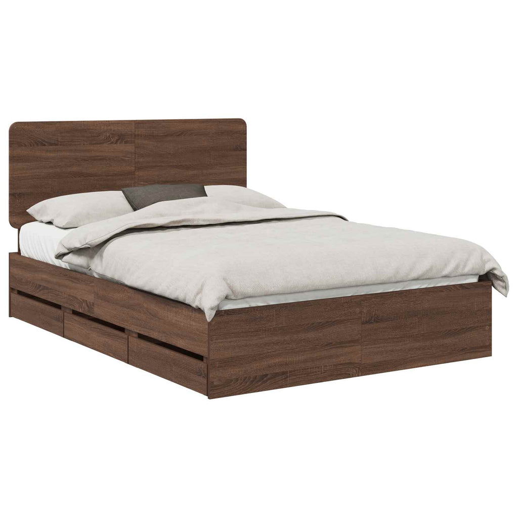 Bettrahmen Braun Eichen-Optik 150 x 200 cm Ingenieurs Holz