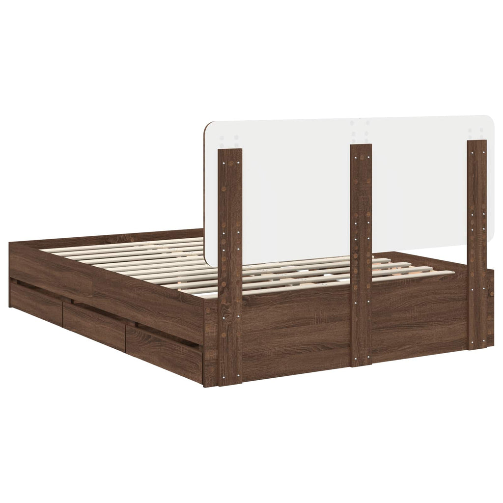 Bettrahmen Braun Eichen-Optik 150 x 200 cm Ingenieurs Holz