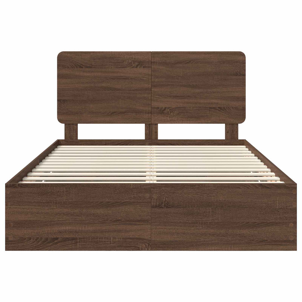 Bettrahmen Braun Eichen-Optik 150 x 200 cm Ingenieurs Holz