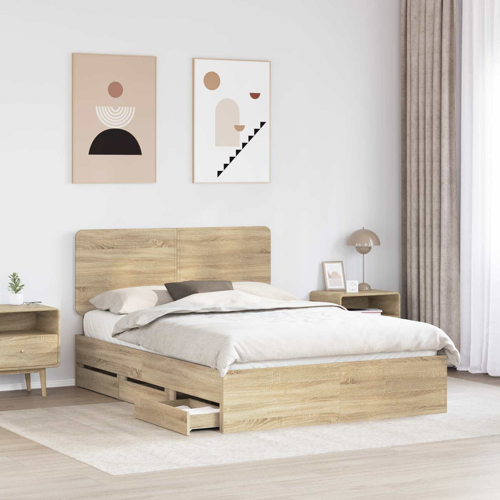 Bettrahmen Sonoma-Eiche 140 x 200 cm Ingenieurs Holz